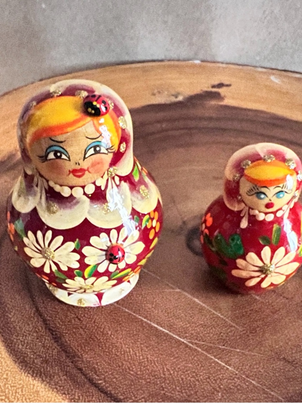 Hand-Painted Red Floral Matryoshka Nesting Doll Set/5